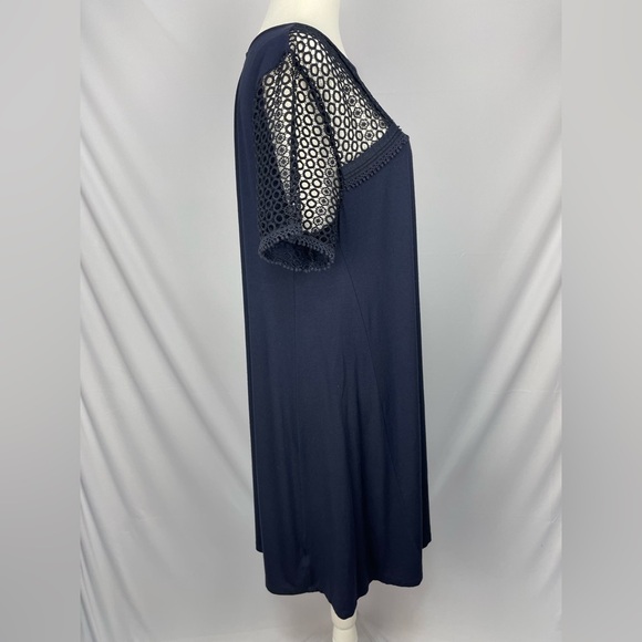 Loft Navy blue lace knit dress women’s size L - Picture 4 of 13